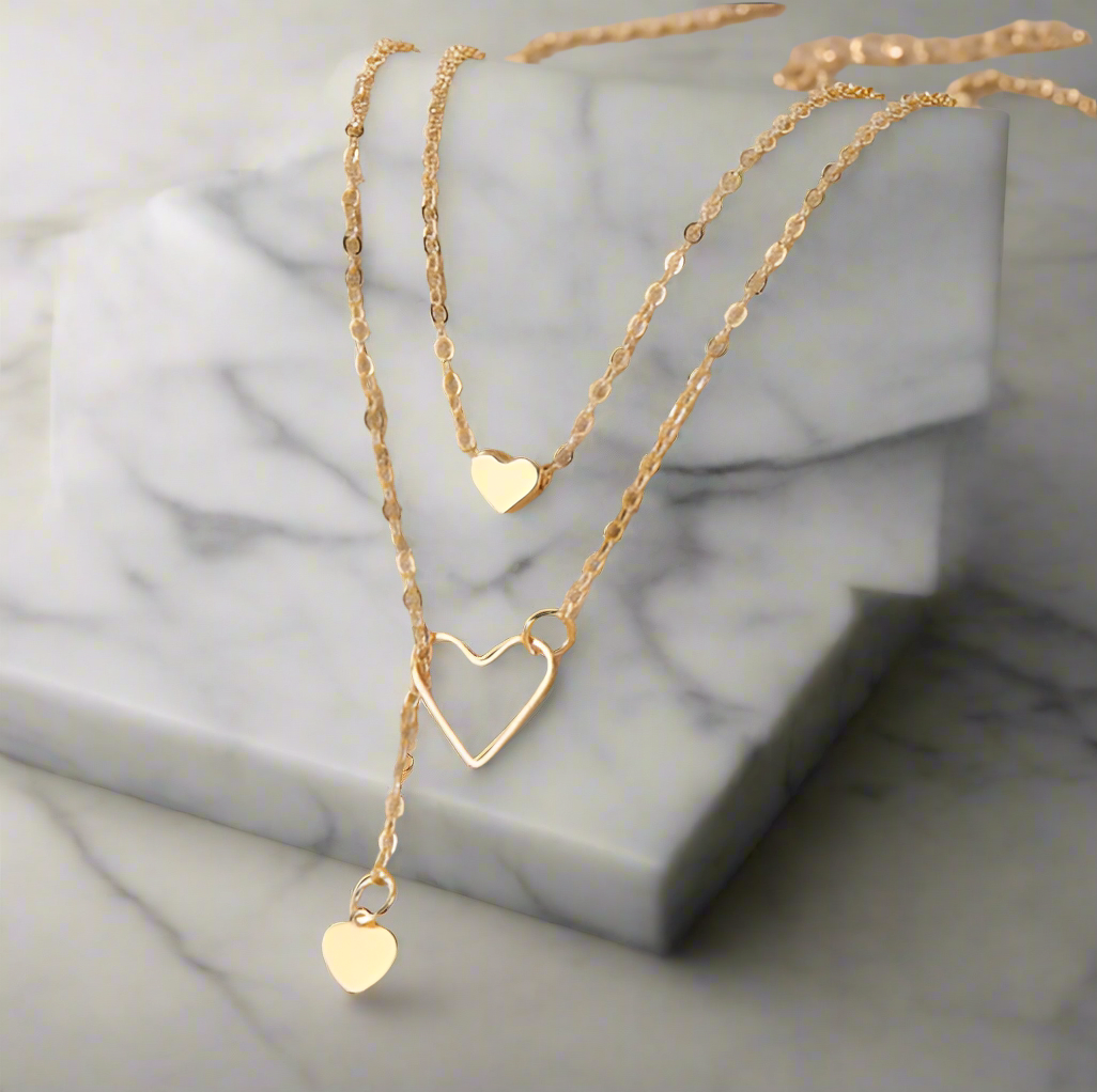 SOFIA Double Layered Heart Necklace