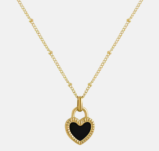 LYLA Double Sided Necklace & Earrings Set - Black and White