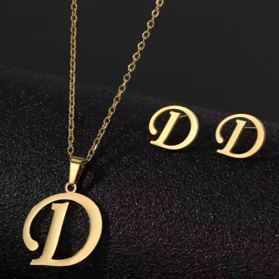 OLIVIA Minimalist Letter Necklace & Earrings Set