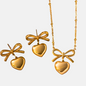 LILY Bow-Heart Necklace & Earrings Set