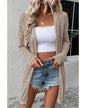 Smoke Gray Solid Color Pointelle Knit Open Front Cardigan - S