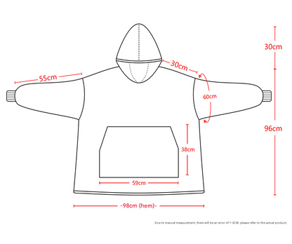 Pink Heart Oversized Wearable Blanket Hoodie - Ultra Soft & Cozy Snuggle Pullover for Adults