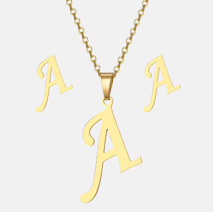 OLIVIA Minimalist Letter Necklace & Earrings Set